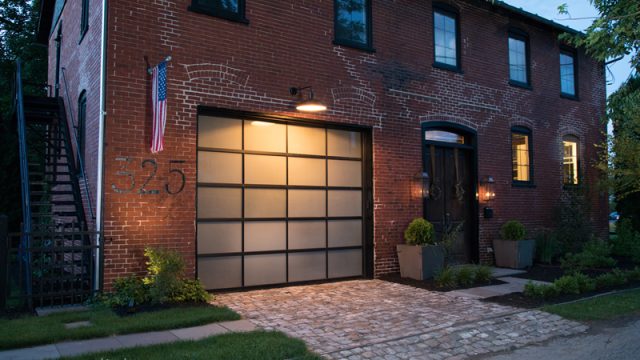 closed large garage door at home